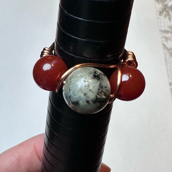 Laborite carnelian ring copper handmade one of a kind - Picture 2 of 4